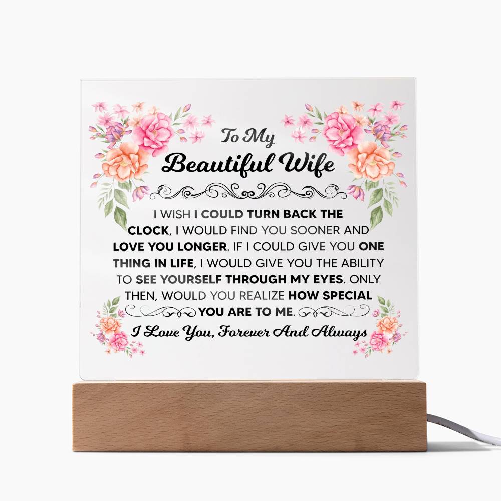 To My Beautiful Wife – Illuminated Acrylic Plaque
