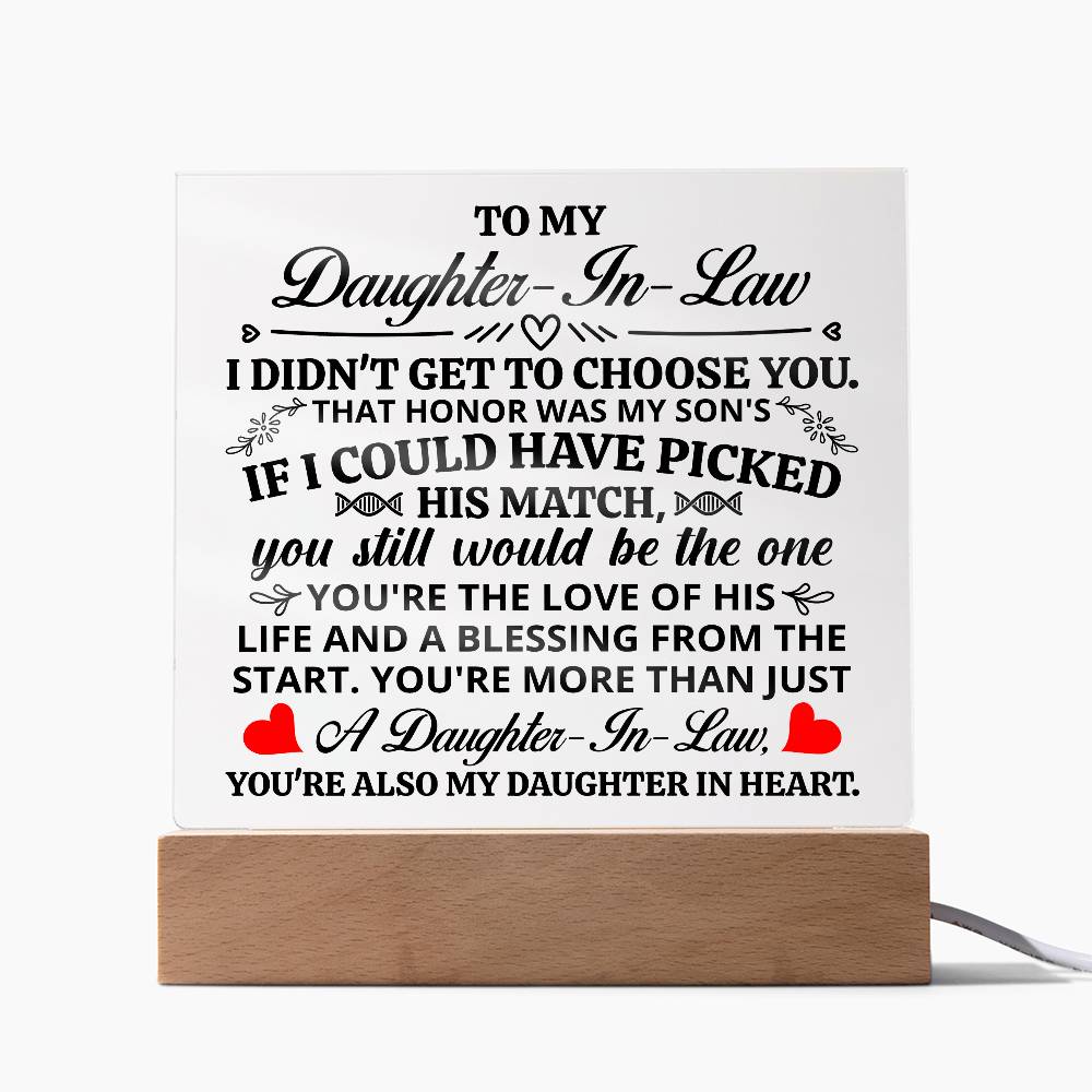 To My Daughter-in-Law Honor – Acrylic Square Plaque