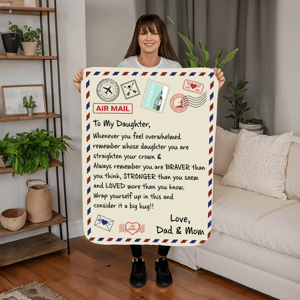 To My Daughter, Loved Beyond Words – Sherpa Fleece Blanket from Dad & Mom