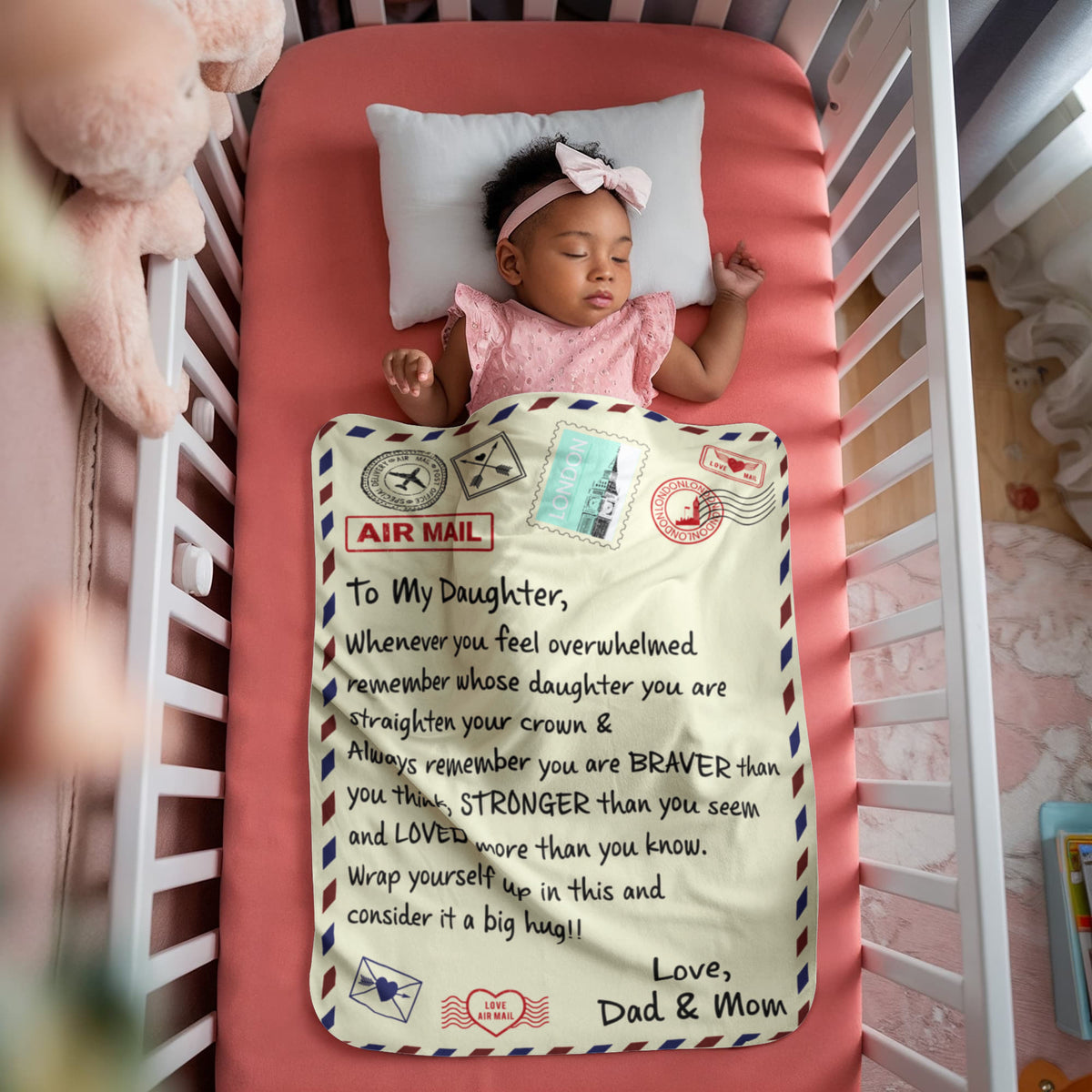 To My Daughter, Loved Beyond Words – Sherpa Fleece Blanket from Dad & Mom
