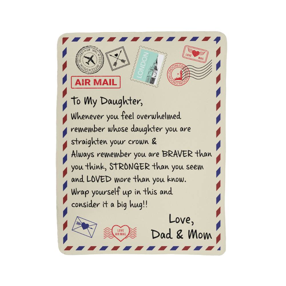 To My Daughter, Loved Beyond Words – Sherpa Fleece Blanket from Dad & Mom