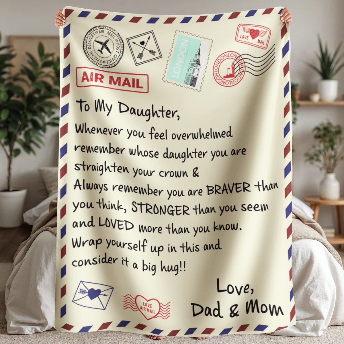 To My Daughter, Loved Beyond Words – Sherpa Fleece Blanket from Dad & Mom