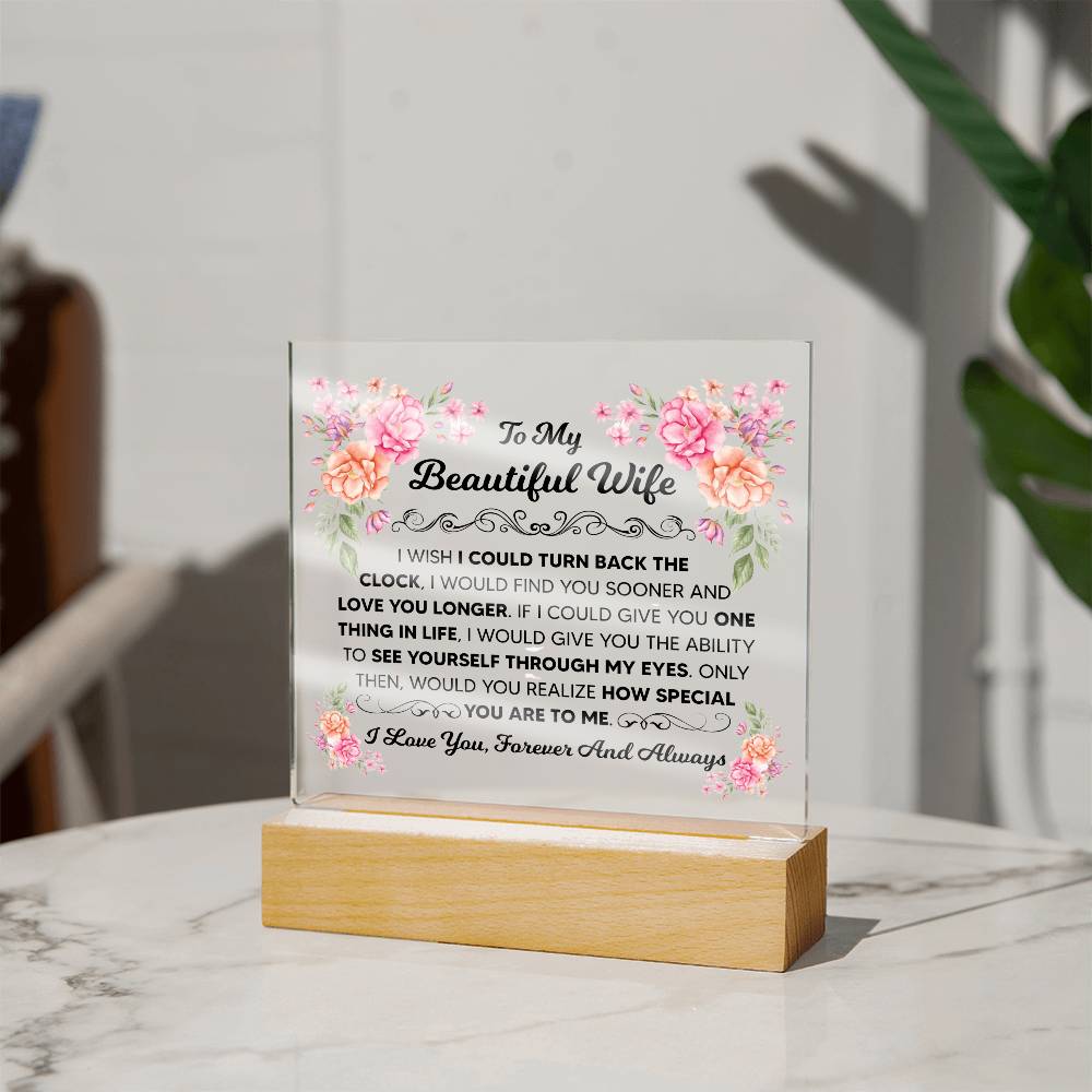To My Beautiful Wife – Illuminated Acrylic Plaque