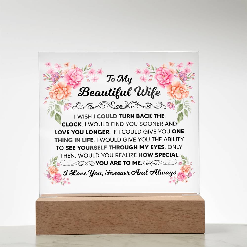 To My Beautiful Wife – Illuminated Acrylic Plaque