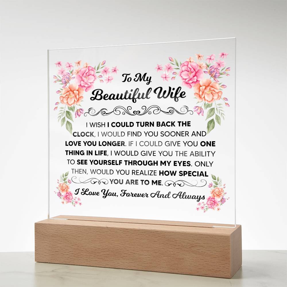To My Beautiful Wife – Illuminated Acrylic Plaque
