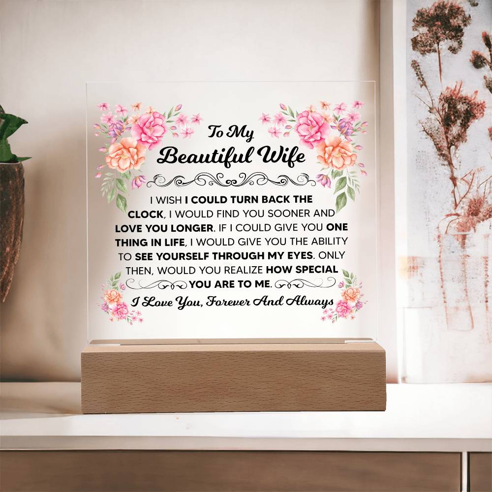 To My Beautiful Wife – Illuminated Acrylic Plaque