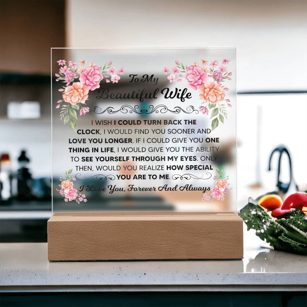 To My Beautiful Wife – Illuminated Acrylic Plaque