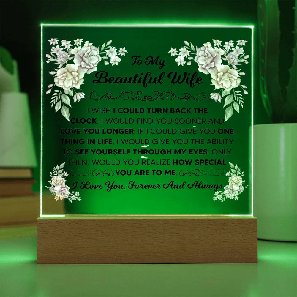 To My Beautiful Wife – Illuminated Acrylic Plaque