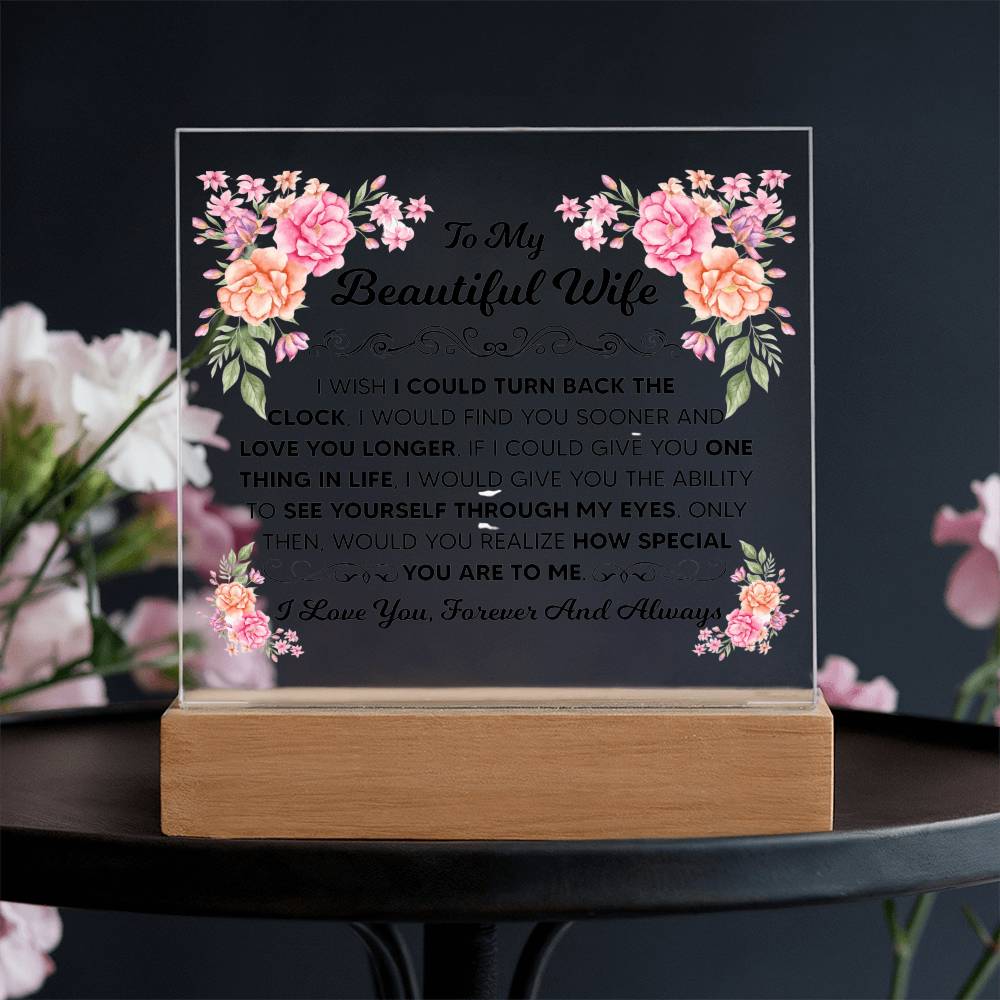 To My Beautiful Wife – Illuminated Acrylic Plaque