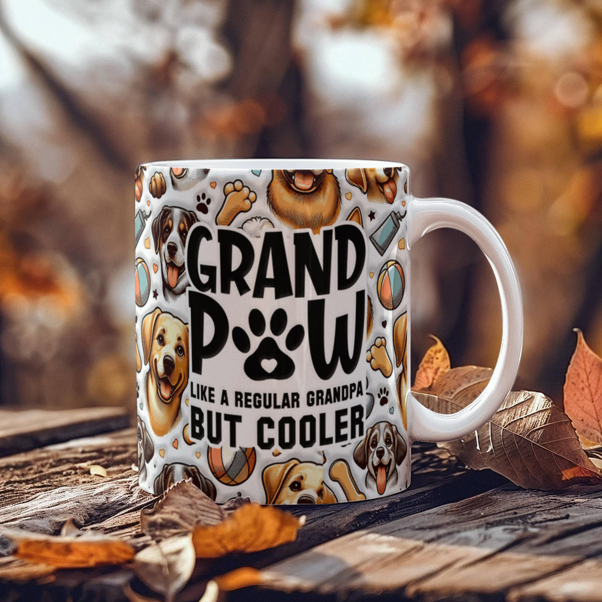 Grandpaw – Funny Dog Grandpa Ceramic Mug | Perfect Gift for Dog Dads